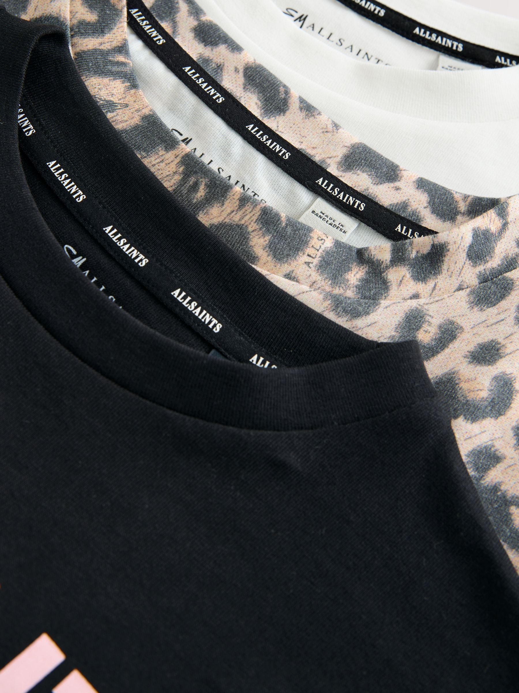 Dsiney Kidz - smALLSAINTS Leopard/Black Oversized Girls Logo T-Shirts 3 Pack image 6