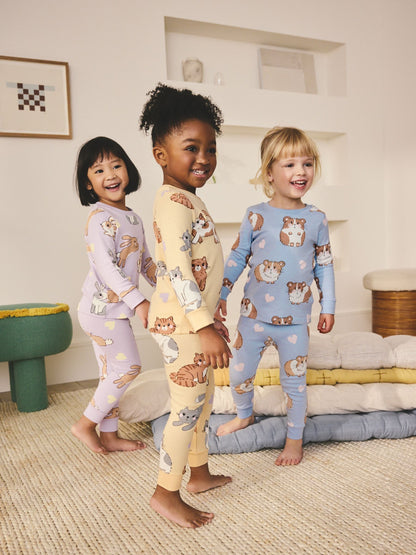 Yellow/Blue Snuggle Pyjamas 3 Pack (9mths-12yrs) - image 1
