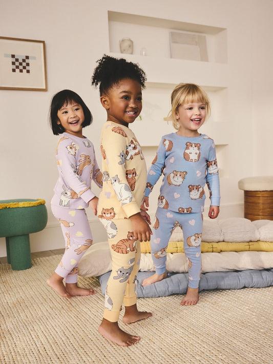 Yellow/Blue Snuggle Pyjamas 3 Pack (9mths-12yrs) - image 1