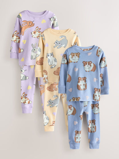 Yellow/Blue Snuggle Pyjamas 3 Pack (9mths-12yrs) - image 4