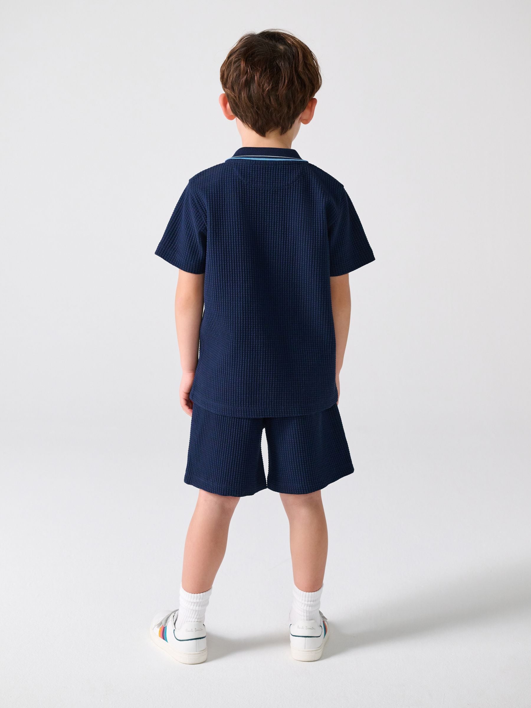 Dsiney Kidz - Paul Smith Junior Navy Textured Shirt And Shorts Set image 5