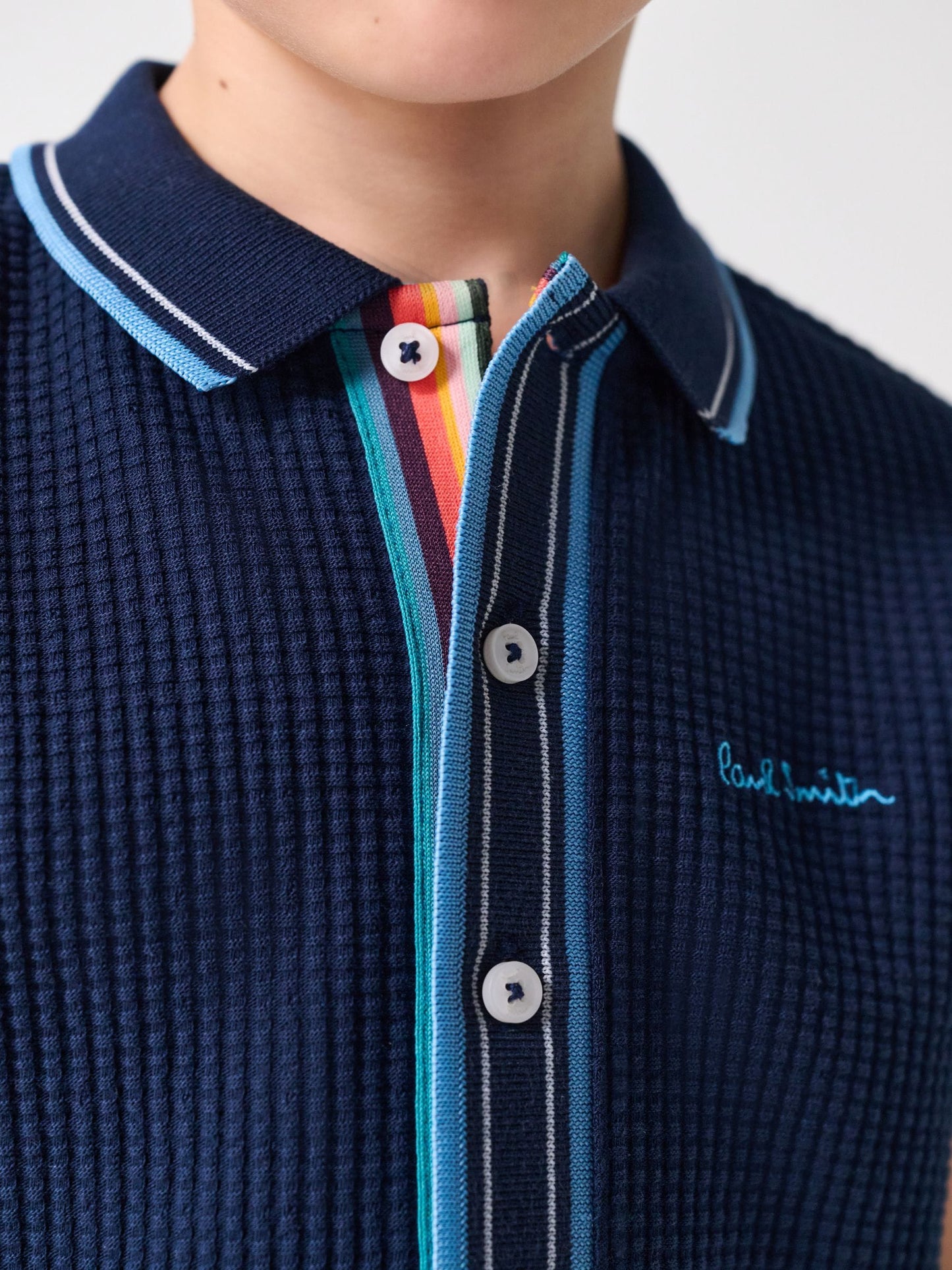 Dsiney Kidz - Paul Smith Junior Navy Textured Shirt And Shorts Set image 6