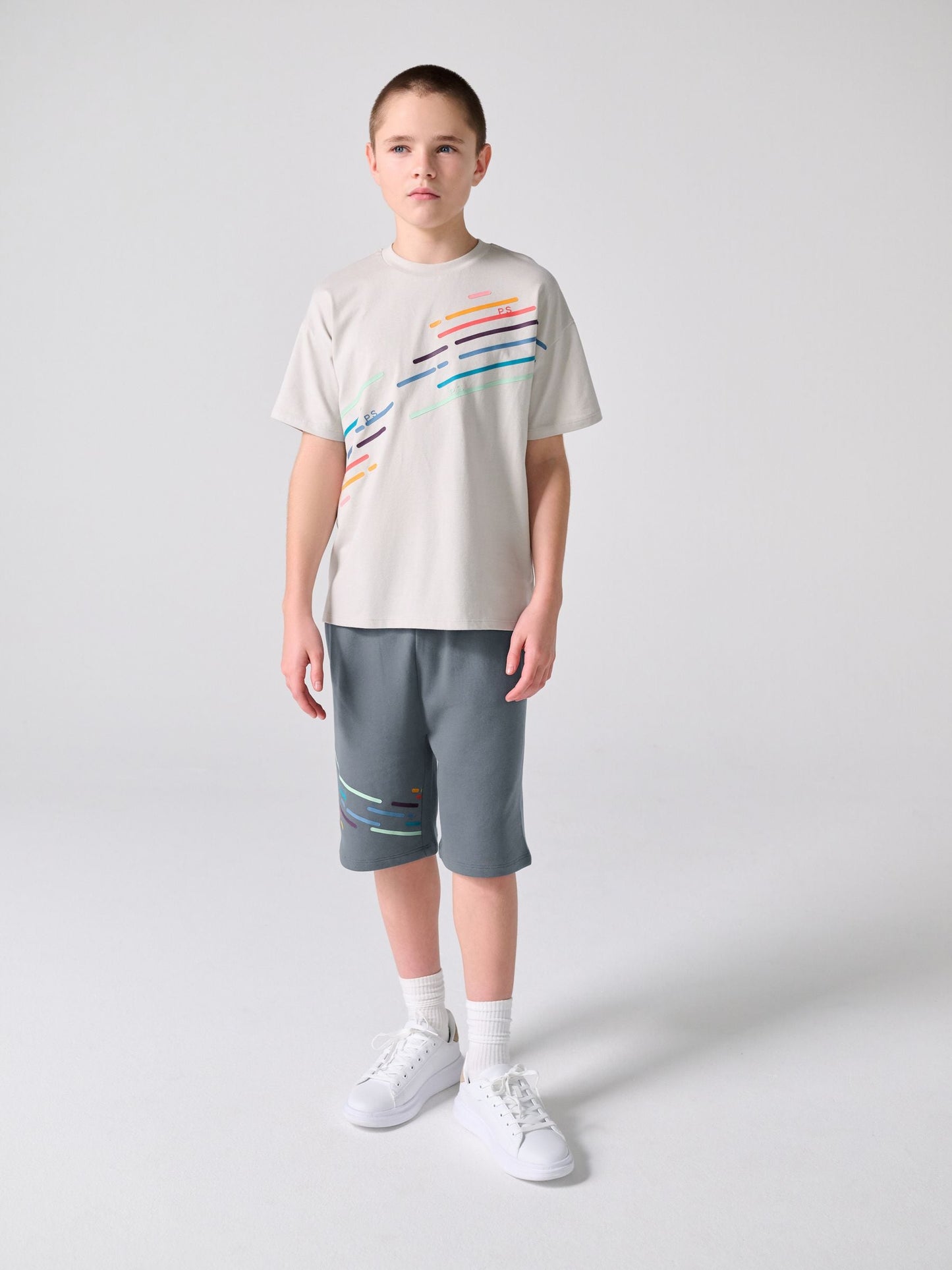 Dsiney Kidz - Paul Smith Junior Grey Tonal T-Shirt and Shorts Set image 1