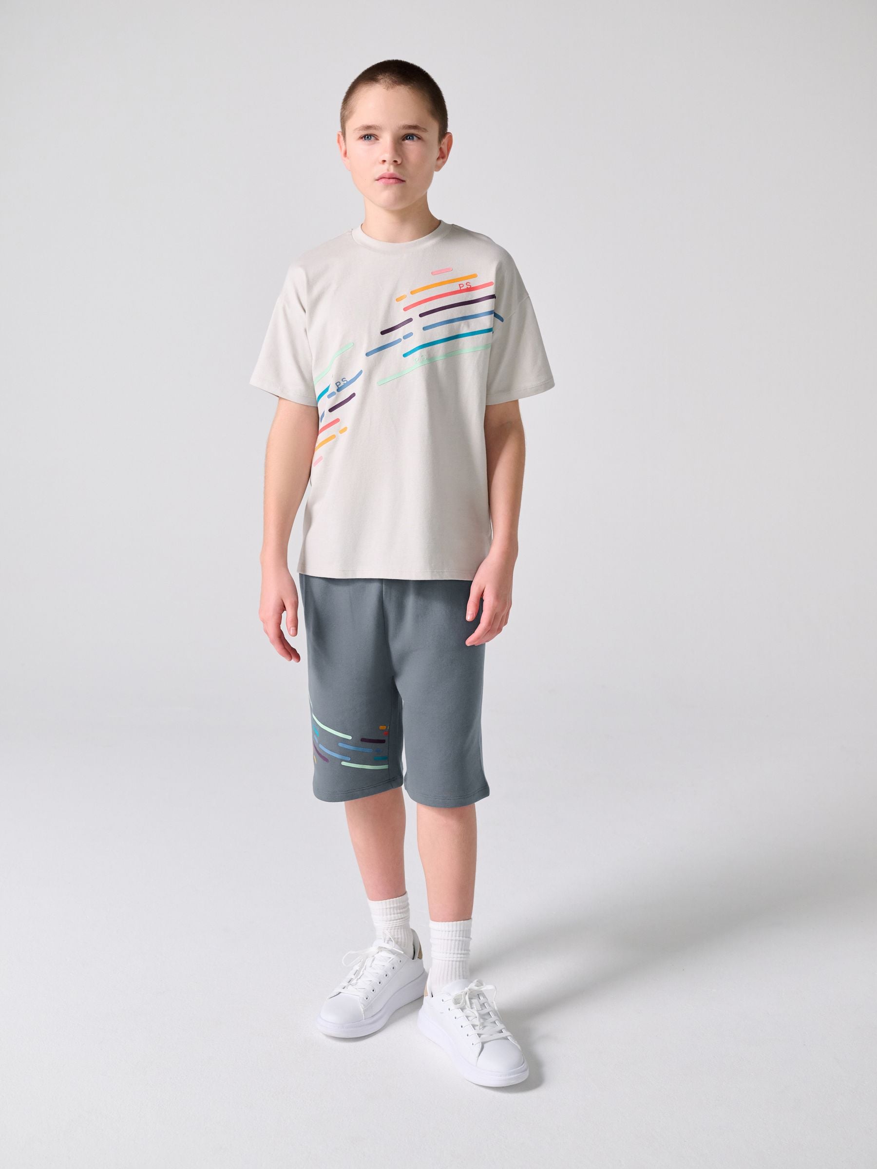 Dsiney Kidz - Paul Smith Junior Grey Tonal T-Shirt and Shorts Set image 1