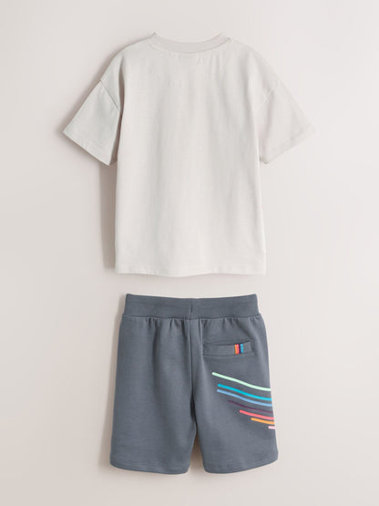 Dsiney Kidz - Paul Smith Junior Grey Tonal T-Shirt and Shorts Set image 10