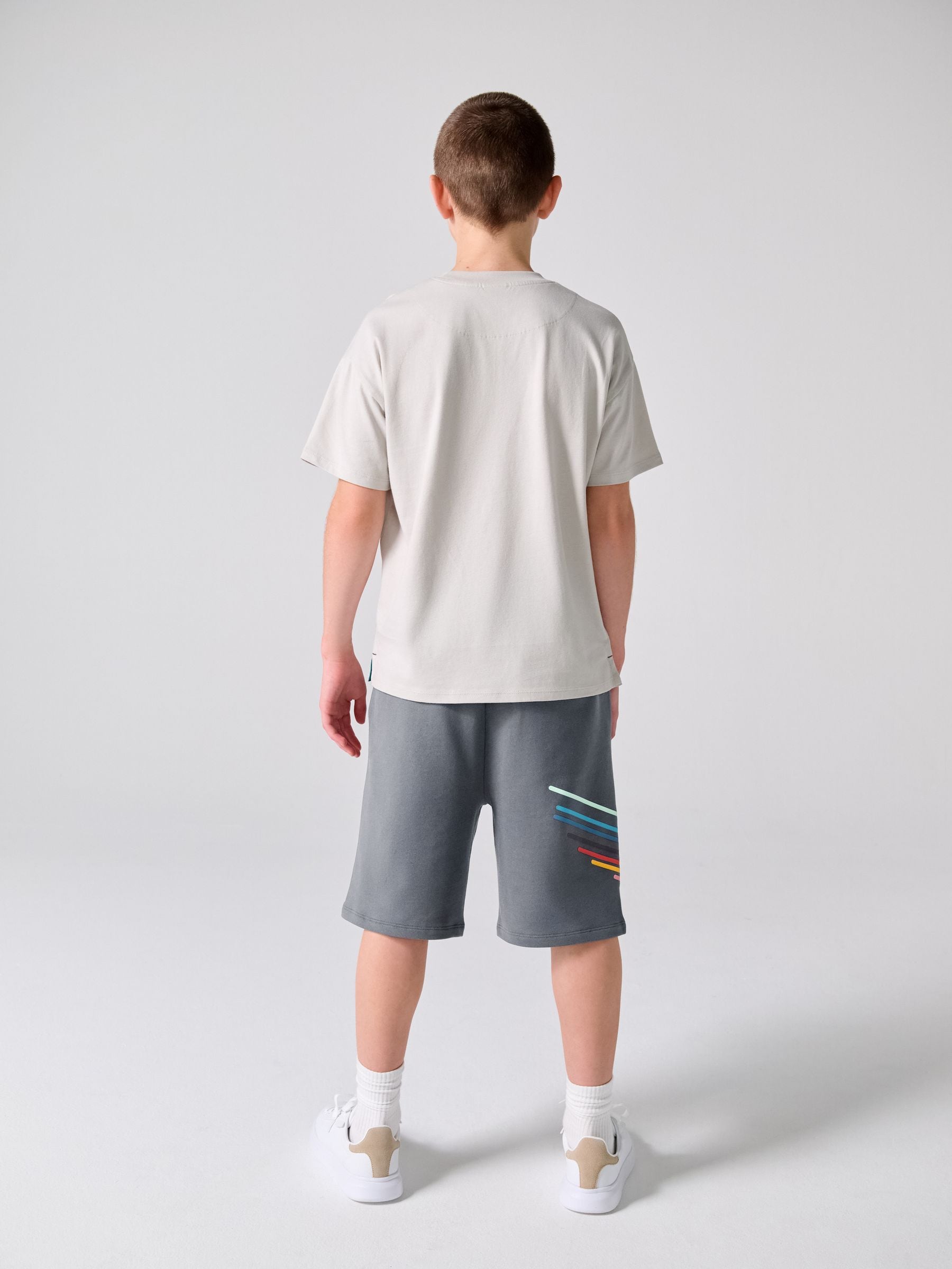 Dsiney Kidz - Paul Smith Junior Grey Tonal T-Shirt and Shorts Set image 2