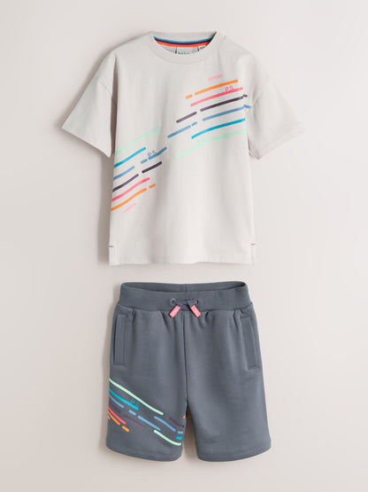 Dsiney Kidz - Paul Smith Junior Grey Tonal T-Shirt and Shorts Set image 9