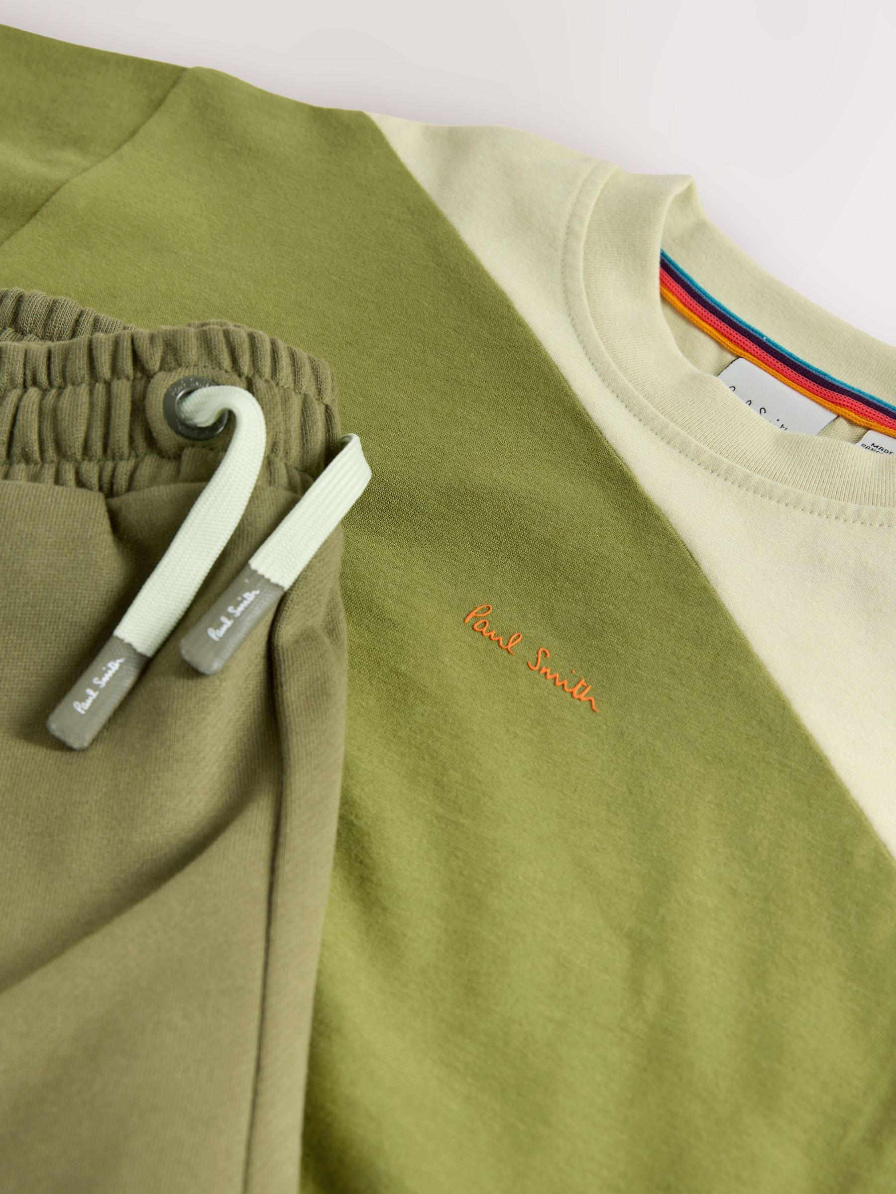 Dsiney Kidz - Paul Smith Junior Green Colourblock T-Shirt and Shorts Set image 10