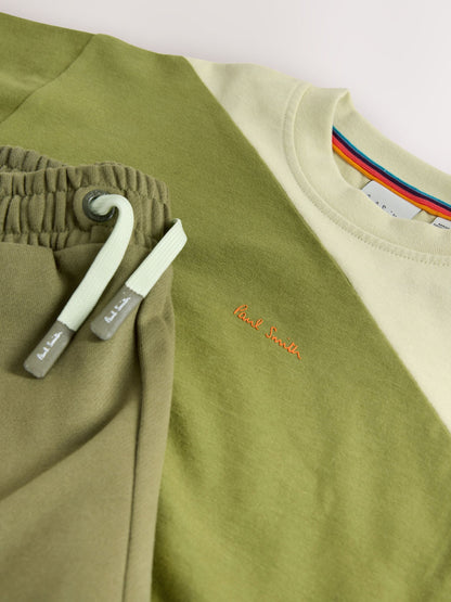 Dsiney Kidz - Paul Smith Junior Green Colourblock T-Shirt and Shorts Set image 10