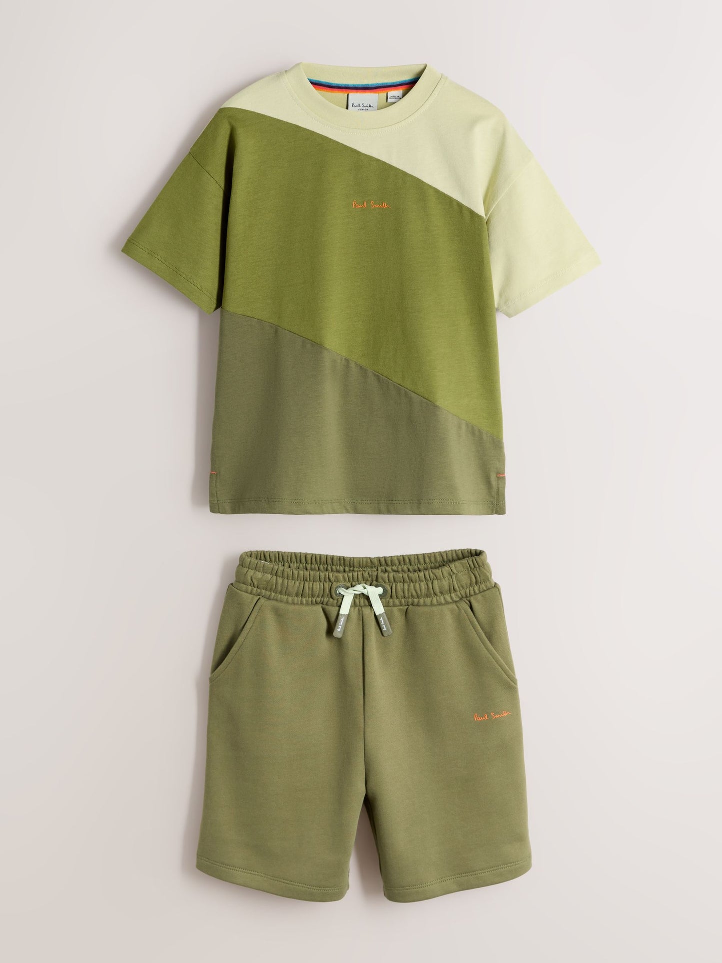 Dsiney Kidz - Paul Smith Junior Green Colourblock T-Shirt and Shorts Set image 8