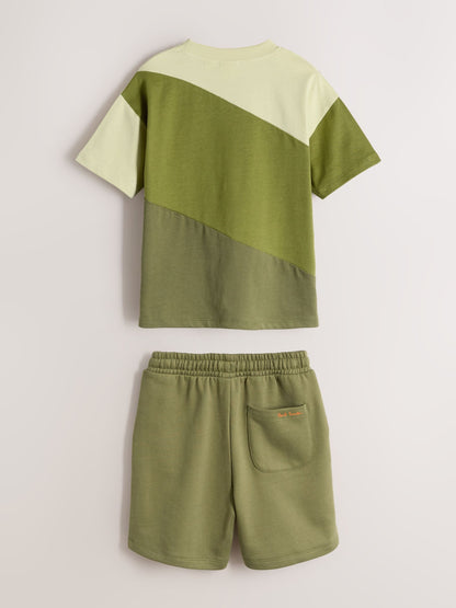 Dsiney Kidz - Paul Smith Junior Green Colourblock T-Shirt and Shorts Set image 9