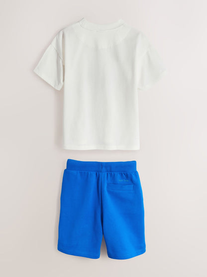 Dsiney Kidz - Paul Smith Junior White/Blue T-Shirt and Shorts Set image 7
