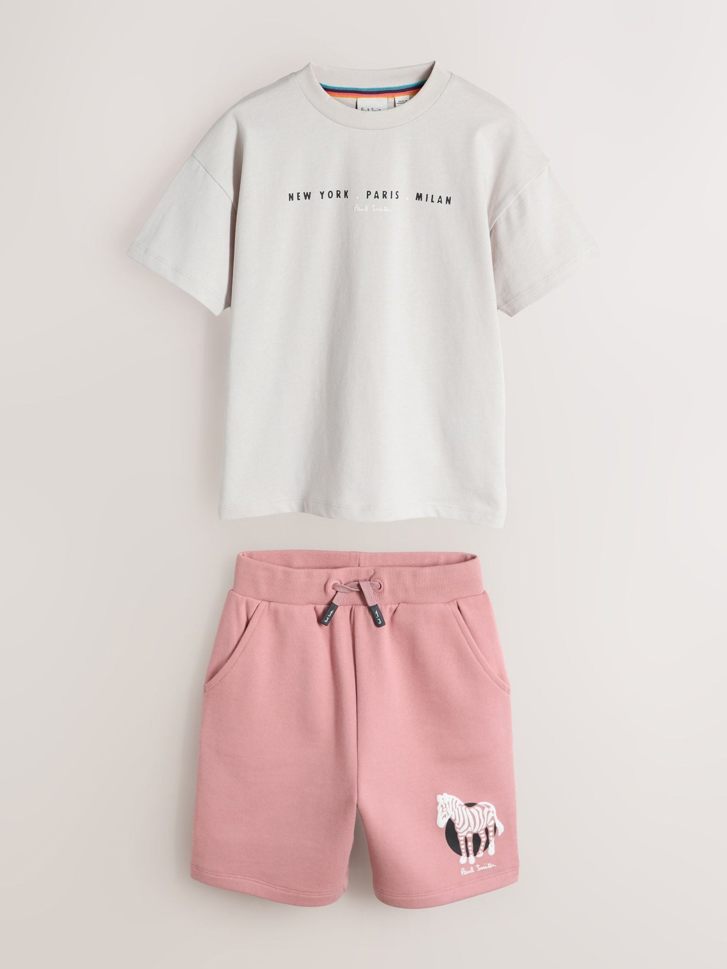 Dsiney Kidz - Paul Smith Junior Grey/Pink Graphic T-Shirt and Shorts Set image 6