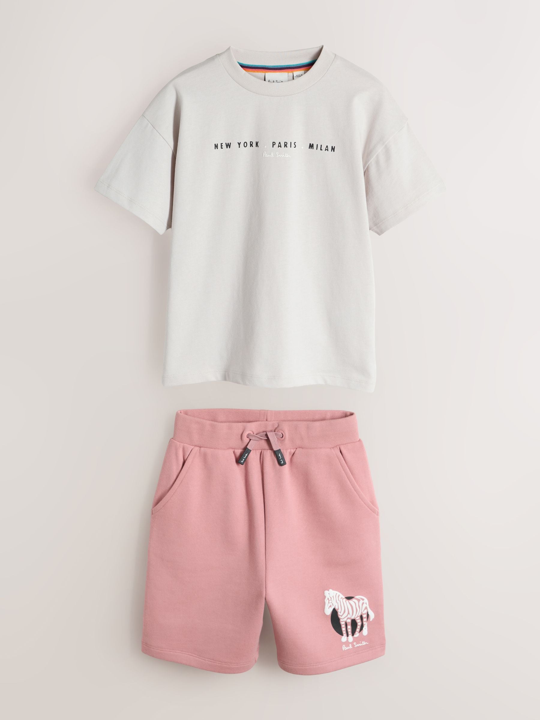Dsiney Kidz - Paul Smith Junior Grey/Pink Graphic T-Shirt and Shorts Set image 6