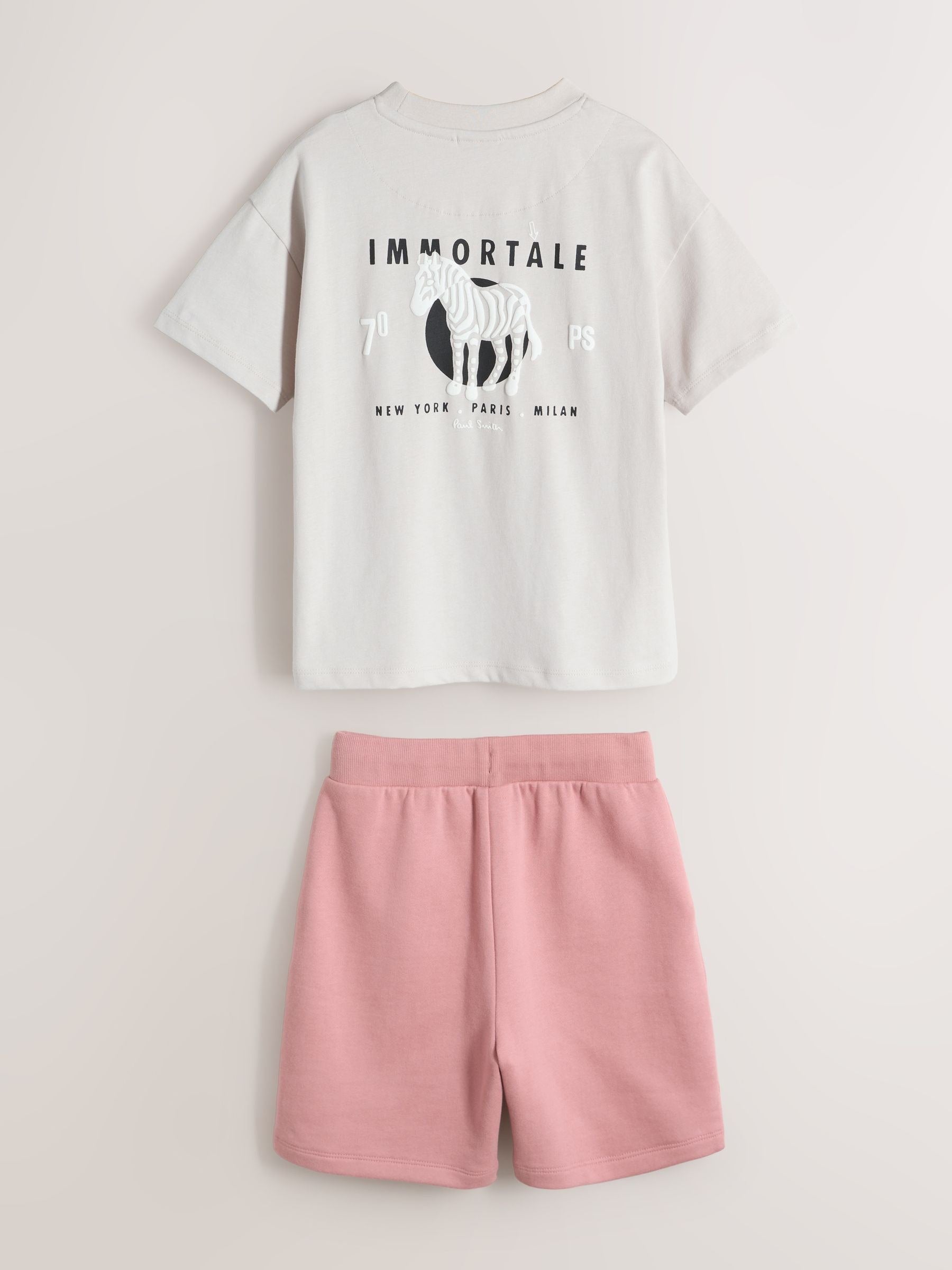 Dsiney Kidz - Paul Smith Junior Grey/Pink Graphic T-Shirt and Shorts Set image 7
