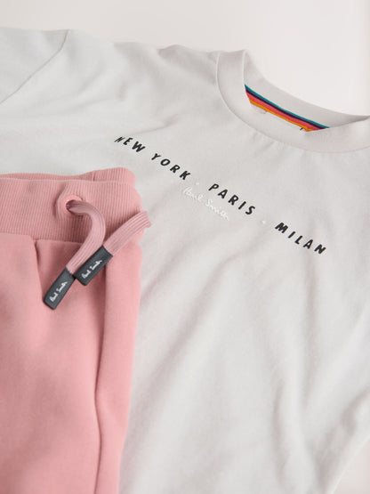 Dsiney Kidz - Paul Smith Junior Grey/Pink Graphic T-Shirt and Shorts Set image 9