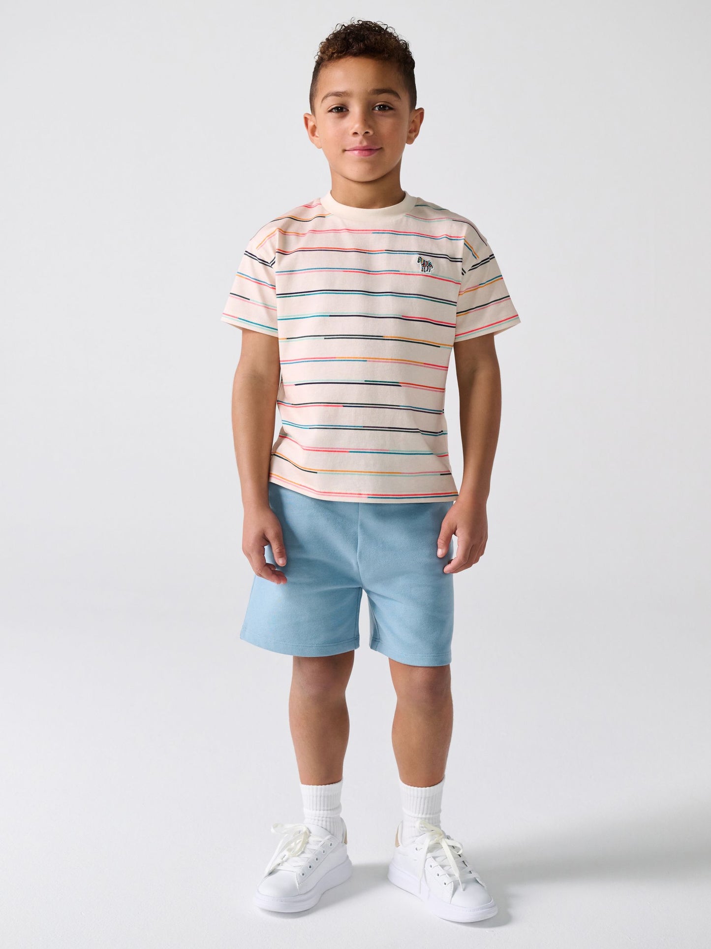 Dsiney Kidz - Paul Smith Junior Stone/Blue Stripe T-Shirt and Shorts Set image 1