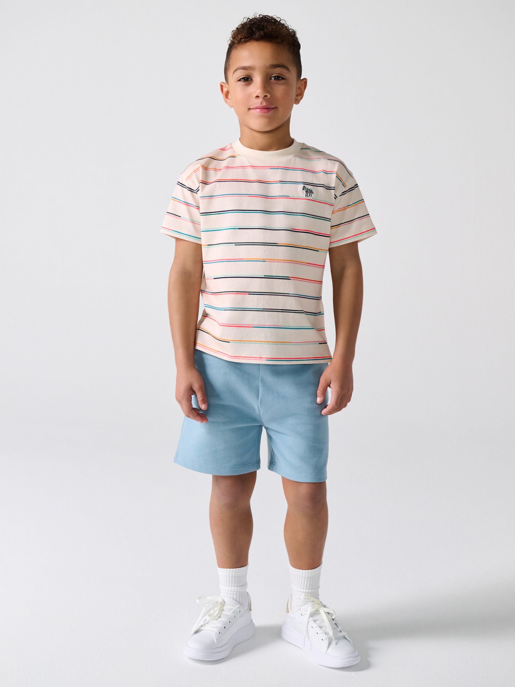 Dsiney Kidz - Paul Smith Junior Stone/Blue Stripe T-Shirt and Shorts Set image 1