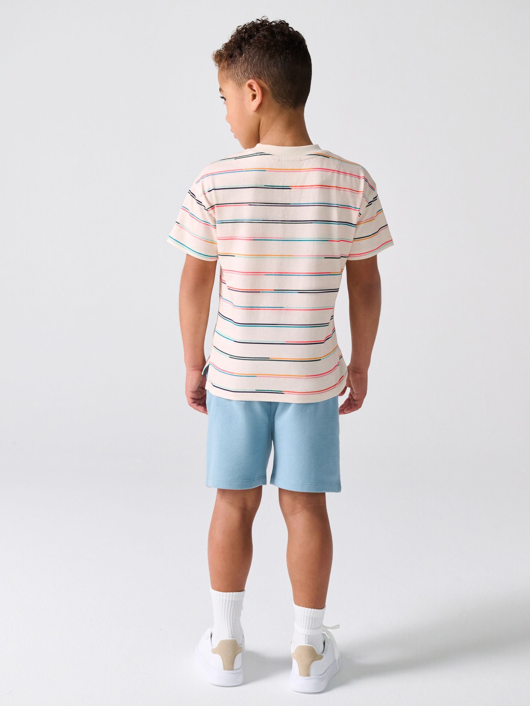 Dsiney Kidz - Paul Smith Junior Stone/Blue Stripe T-Shirt and Shorts Set image 2
