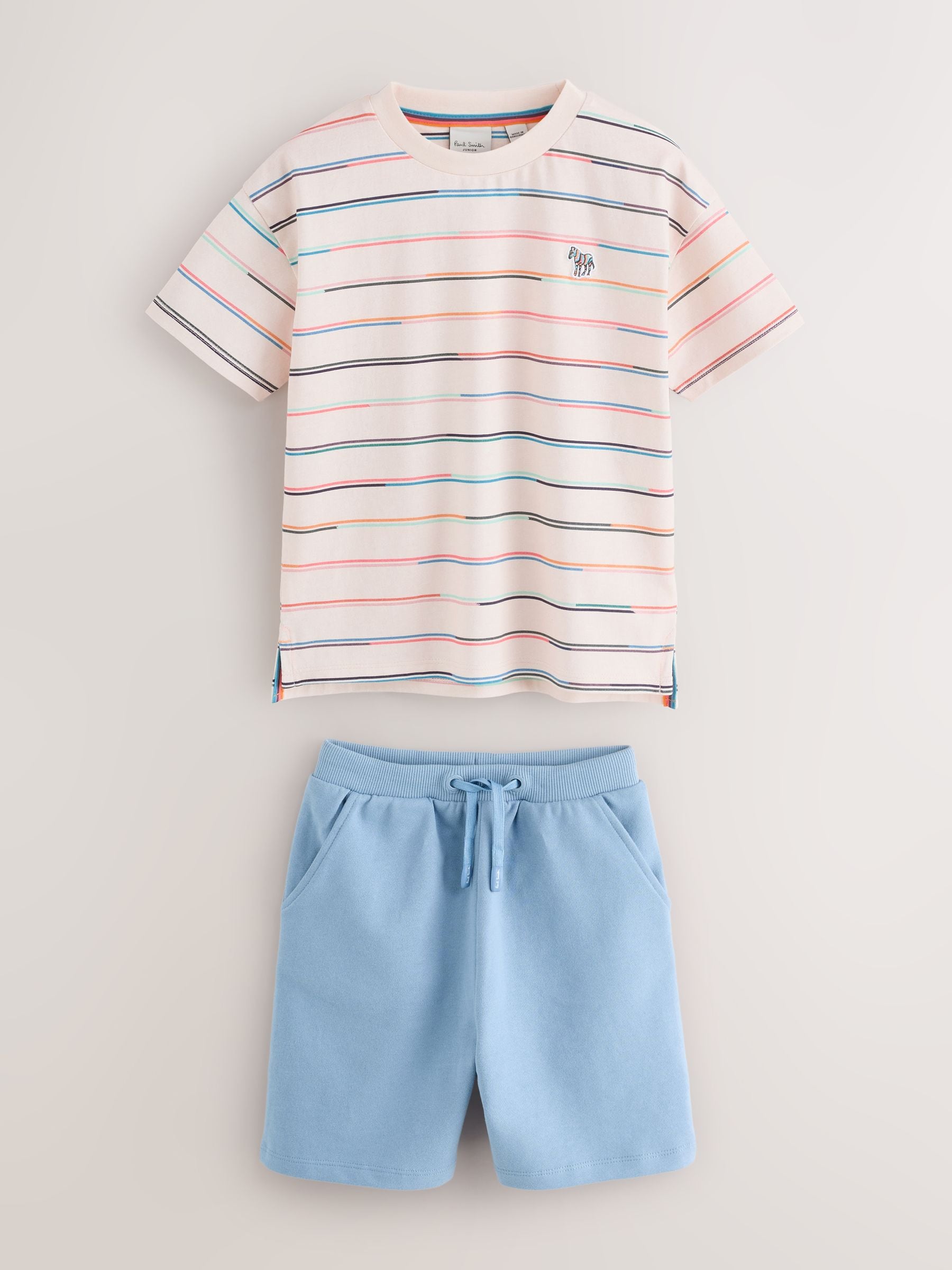 Dsiney Kidz - Paul Smith Junior Stone/Blue Stripe T-Shirt and Shorts Set image 6