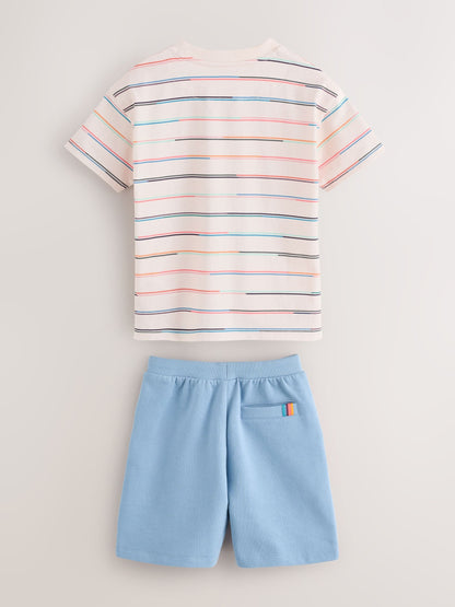 Dsiney Kidz - Paul Smith Junior Stone/Blue Stripe T-Shirt and Shorts Set image 7