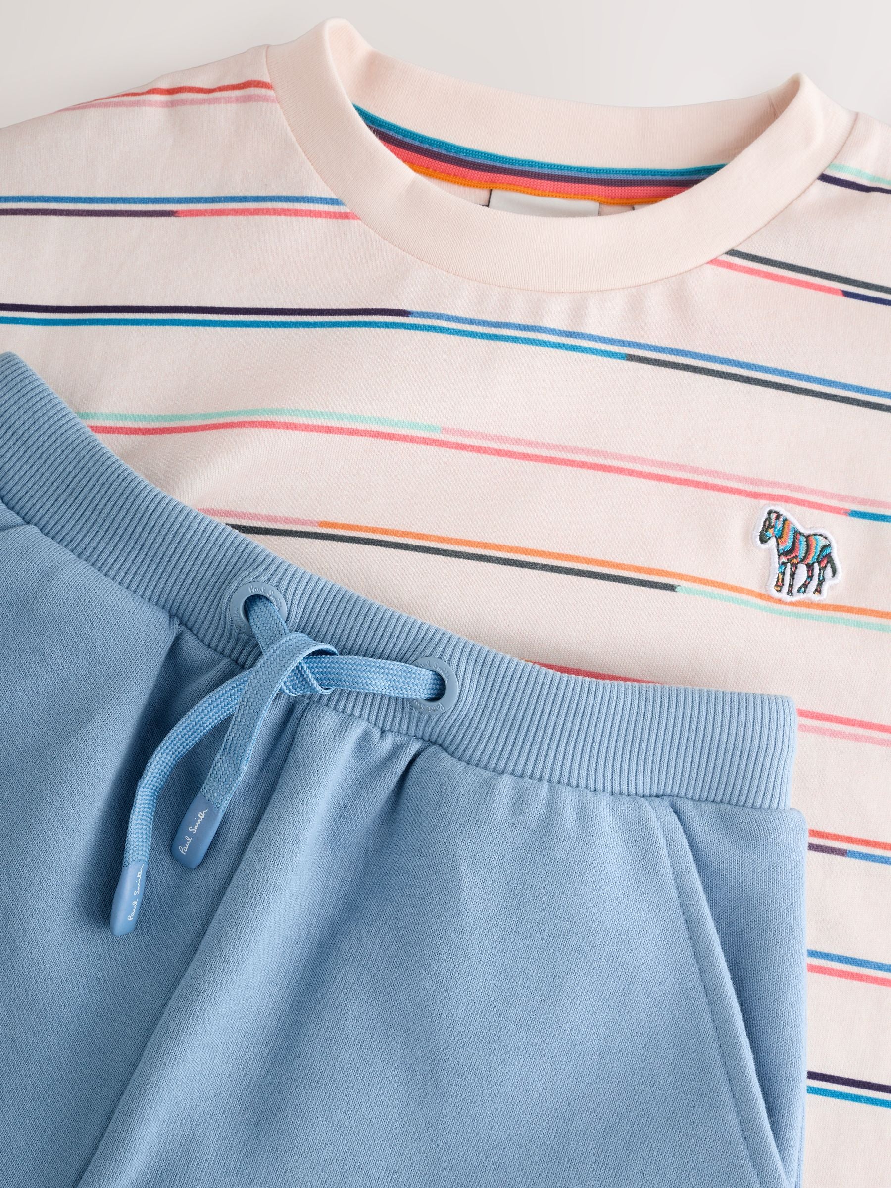 Dsiney Kidz - Paul Smith Junior Stone/Blue Stripe T-Shirt and Shorts Set image 8