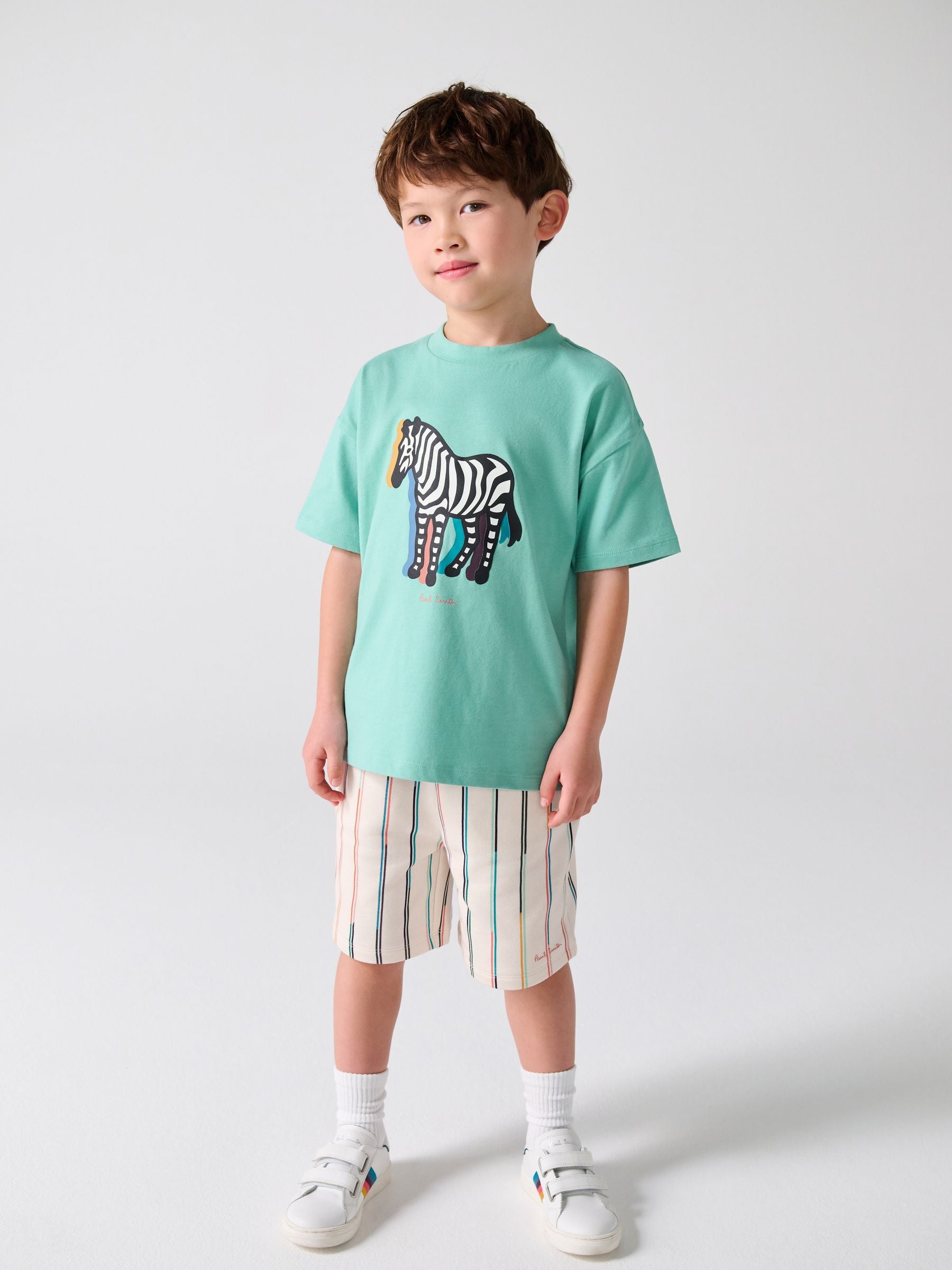 Dsiney Kidz - Paul Smith Junior Green Zebra T-Shirt and Striped Shorts Set image 1