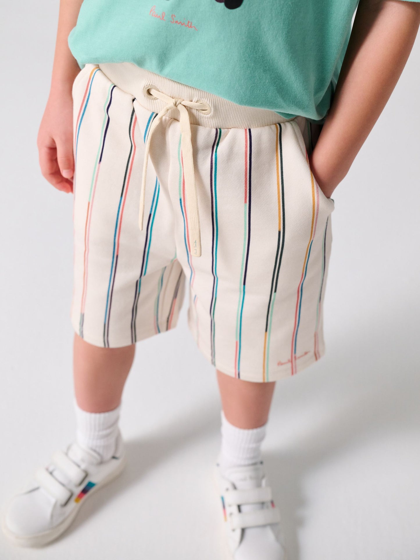 Dsiney Kidz - Paul Smith Junior Green Zebra T-Shirt and Striped Shorts Set image 2