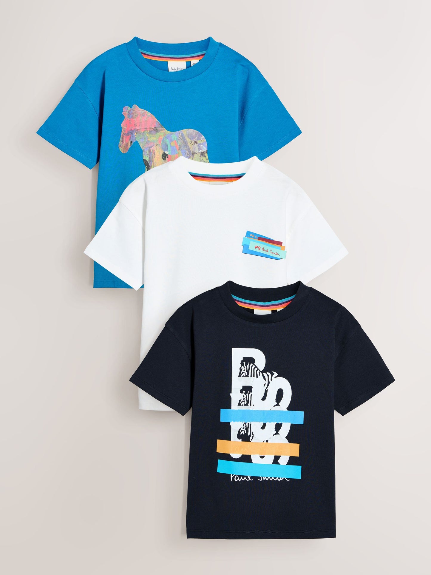 Dsiney Kidz - Paul Smith Junior White/Black/Blue Graphic T-Shirts 3 Pack image 1