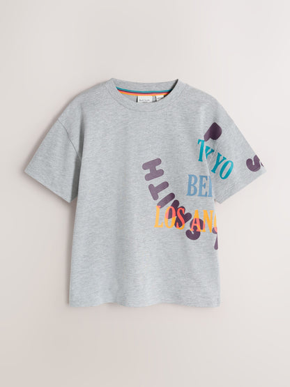 Dsiney Kidz - Paul Smith Junior Grey/Brown/Blue Graphic T-Shirts 3 Pack image 4