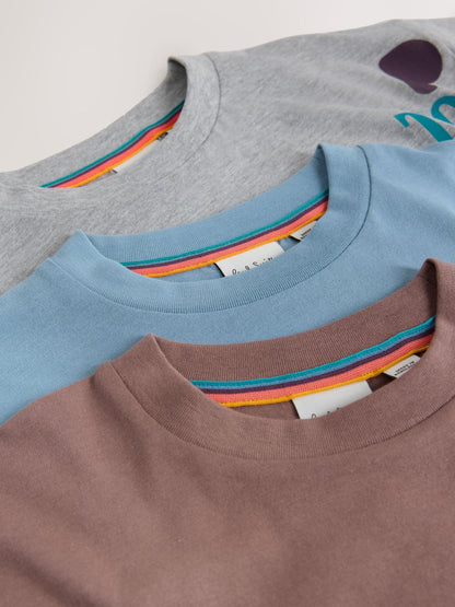 Dsiney Kidz - Paul Smith Junior Grey/Brown/Blue Graphic T-Shirts 3 Pack image 6
