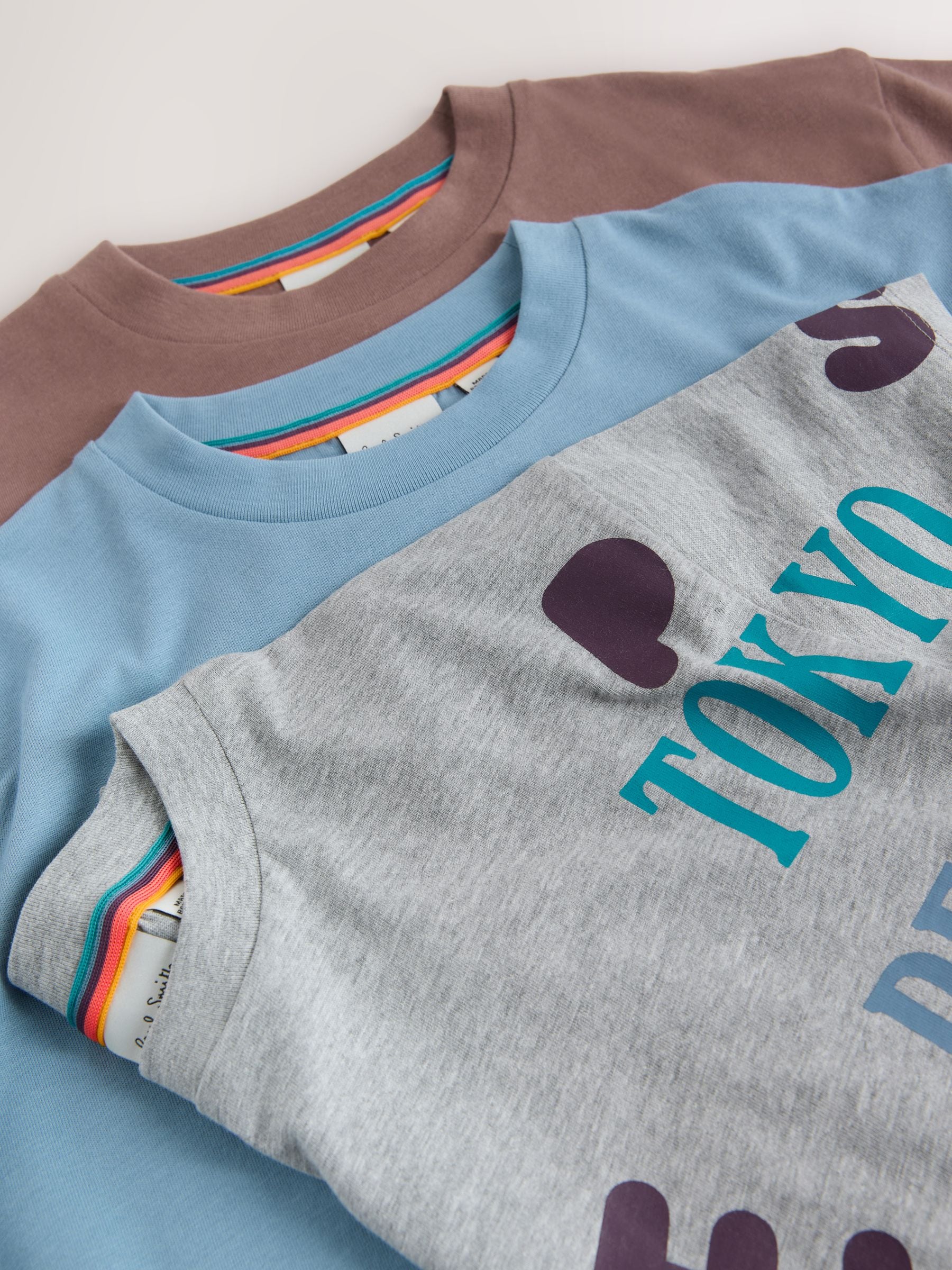 Dsiney Kidz - Paul Smith Junior Grey/Brown/Blue Graphic T-Shirts 3 Pack image 8