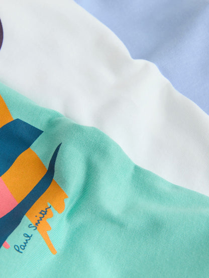 Dsiney Kidz - Paul Smith Junior White/Blue/Green Graphic T-Shirts 3 Pack image 6