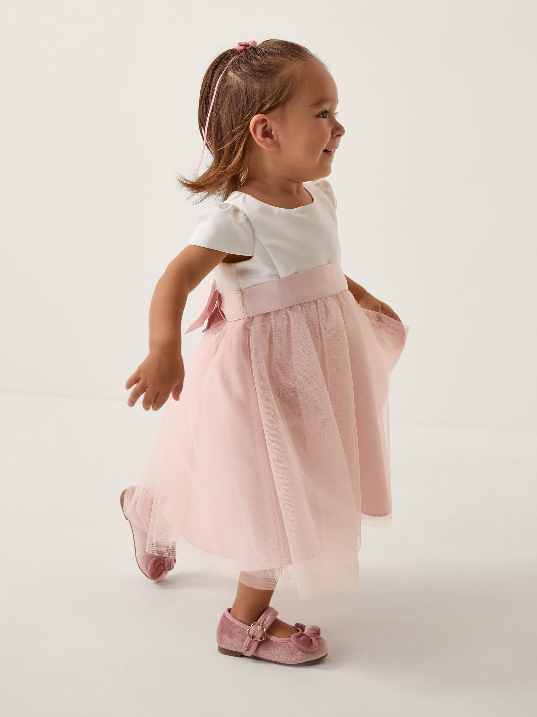 Monsoon Pink Baby Satin Bridesmaid Dress image 1