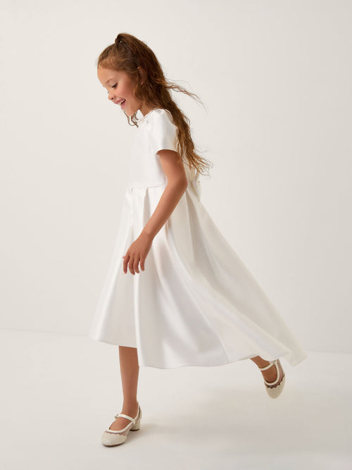 Dsiney Kidz - Monsoon White Isabella Short Sleeve Pearl Effect Embellished Dress image 1