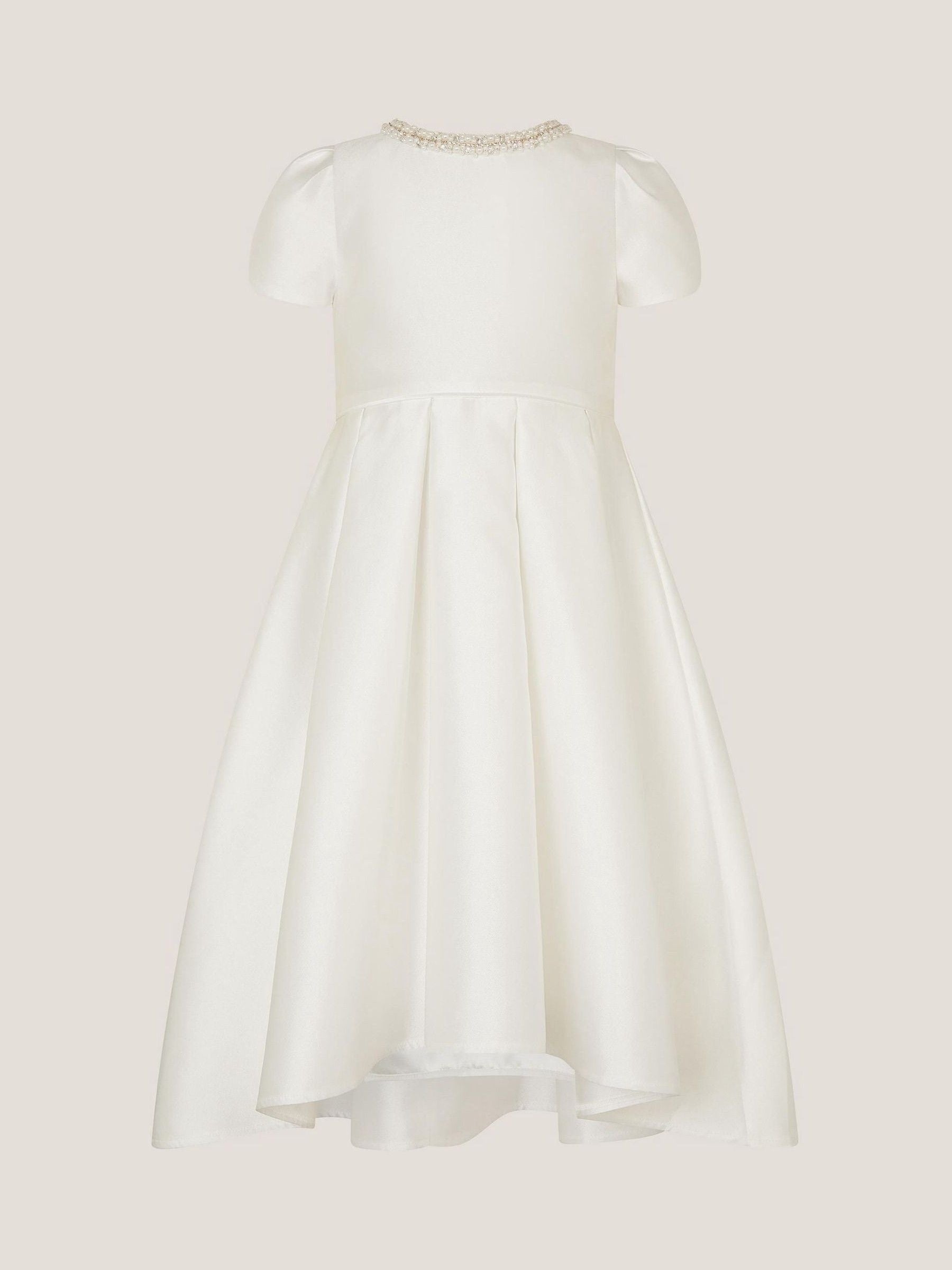 Monsoon White Isabella Short Sleeve Pearl Effect Embellished Dress image 2