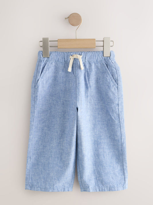 Blue/Ecru Linen Trousers 2 Pack (3mths-7yrs) image 2