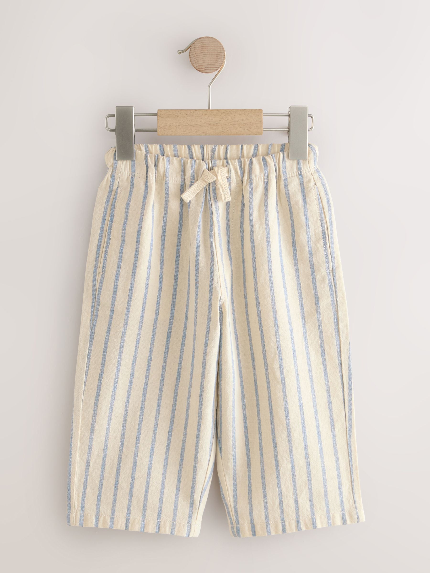 Blue/Ecru Linen Trousers 2 Pack (3mths-7yrs) image 3