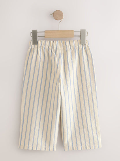 Blue/Ecru Linen Trousers 2 Pack (3mths-7yrs) image 4