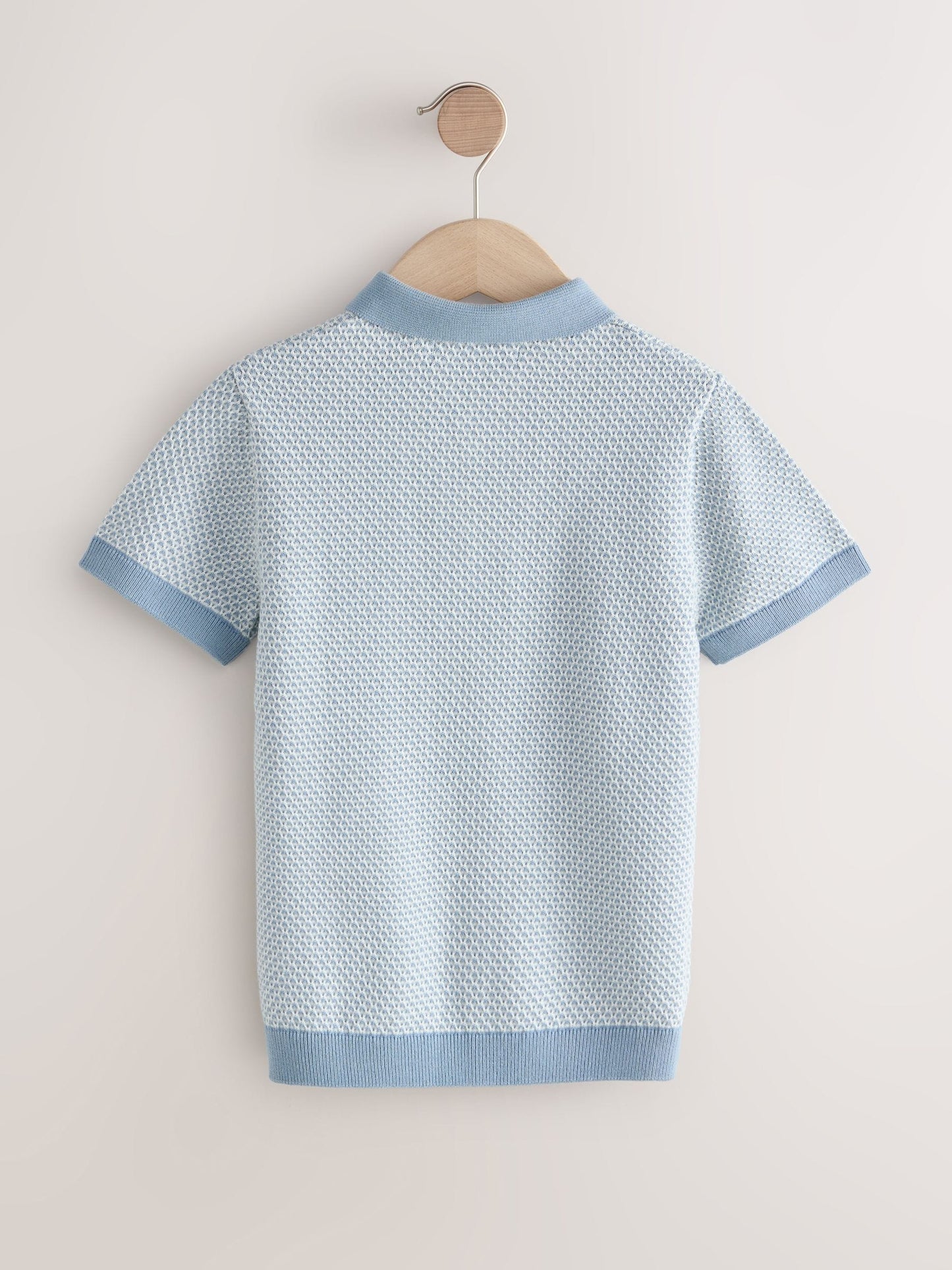 Dsiney Kidz - Blue Textured Popper Neck Knitted Polo Shirt (3-16yrs) image 2