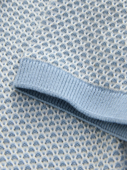 Dsiney Kidz - Blue Textured Popper Neck Knitted Polo Shirt (3-16yrs) image 5