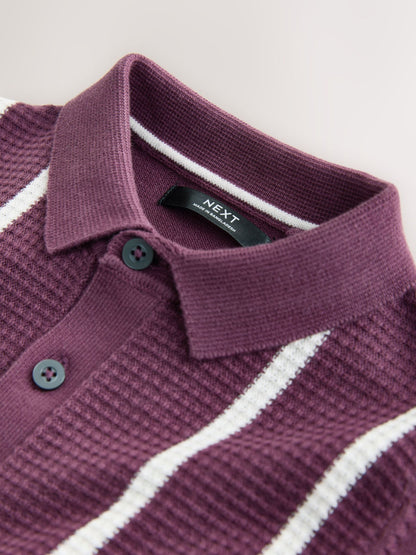 Dsiney Kidz - Plum Purple Knitted Button Neck Polo Shirt (3-16yrs) image 3
