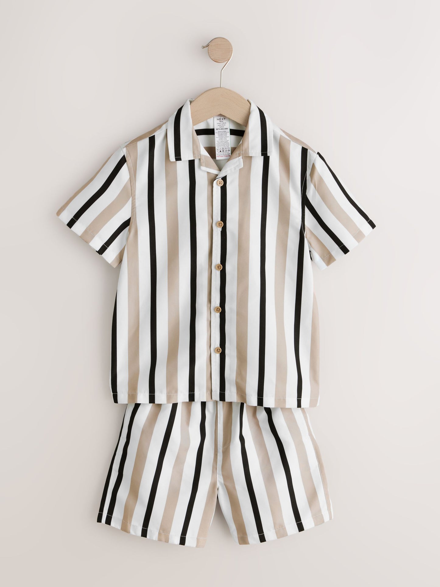 Neutral Stripe Swim Shorts and Shirt Set (3-16yrs) image 4