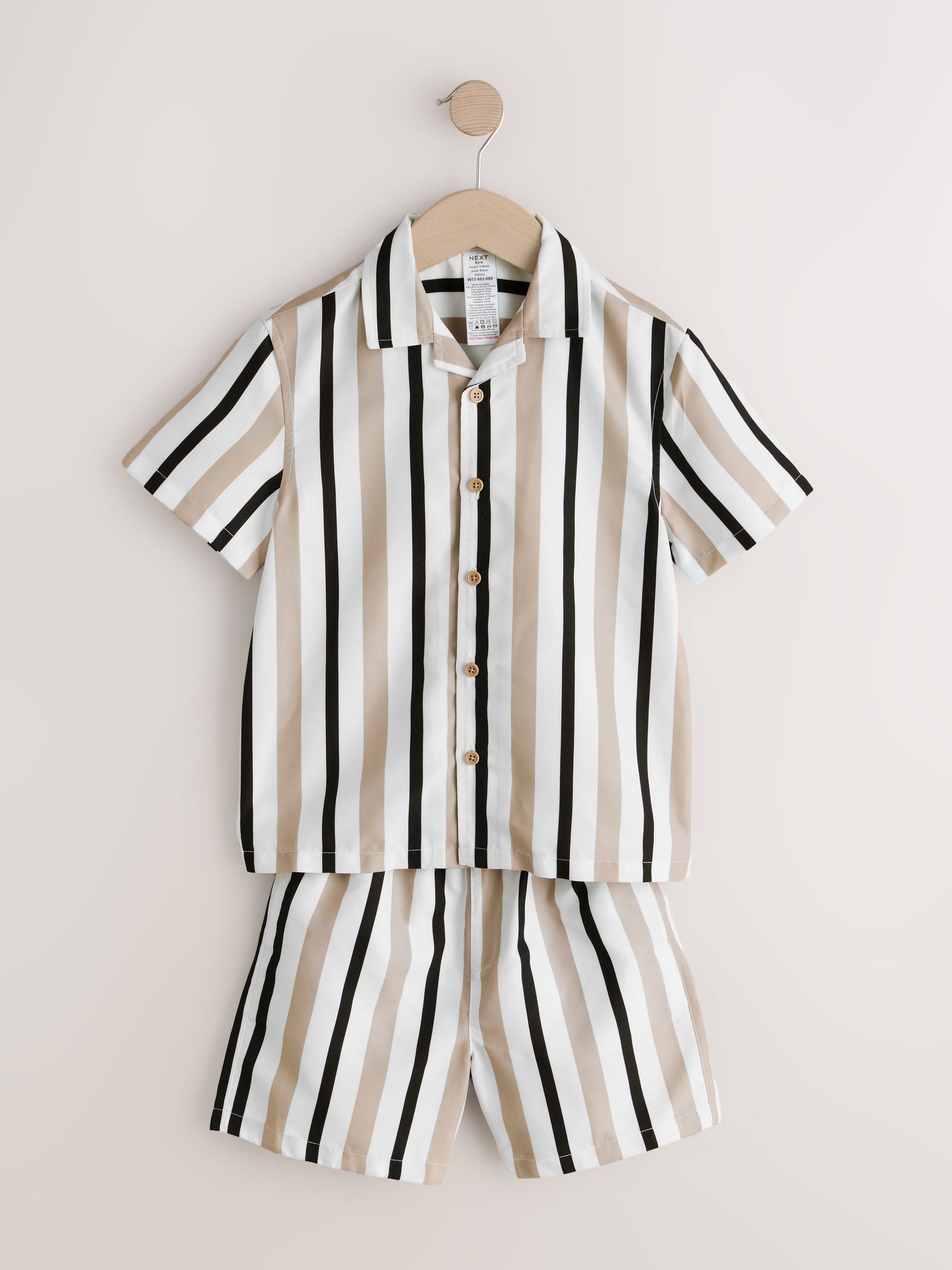 Neutral Stripe Swim Shorts and Shirt Set (3-16yrs) image 4