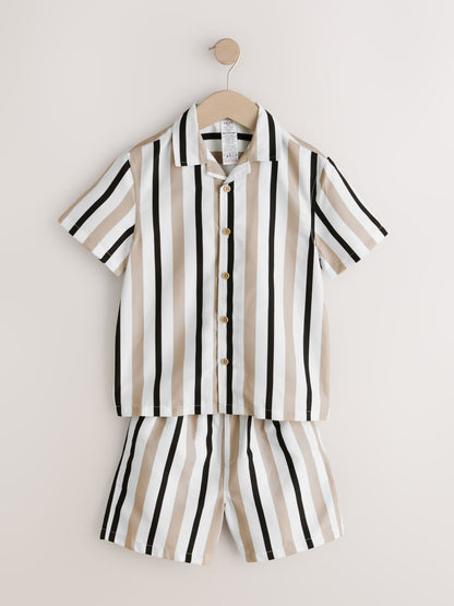 Neutral Stripe Swim Shorts and Shirt Set (3-16yrs) image 4