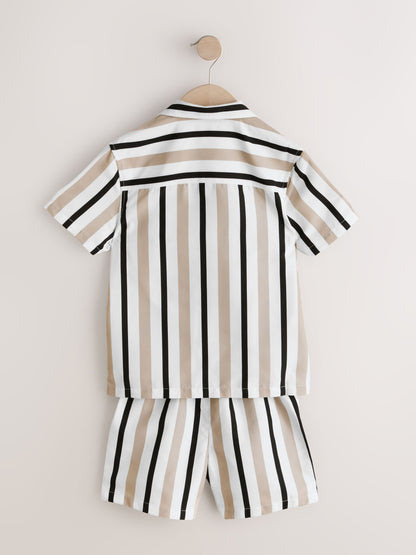 Neutral Stripe Swim Shorts and Shirt Set (3-16yrs) image 5