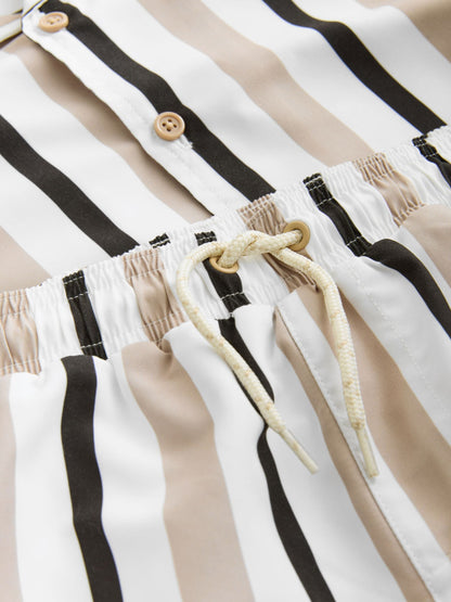 Neutral Stripe Swim Shorts and Shirt Set (3-16yrs) image 7