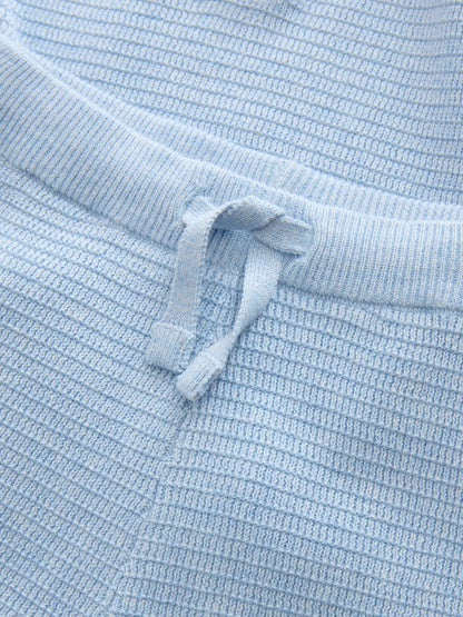 Blue Knitted Button Neck Polo Shirt and Shorts Set (3mths-10yrs) image 8