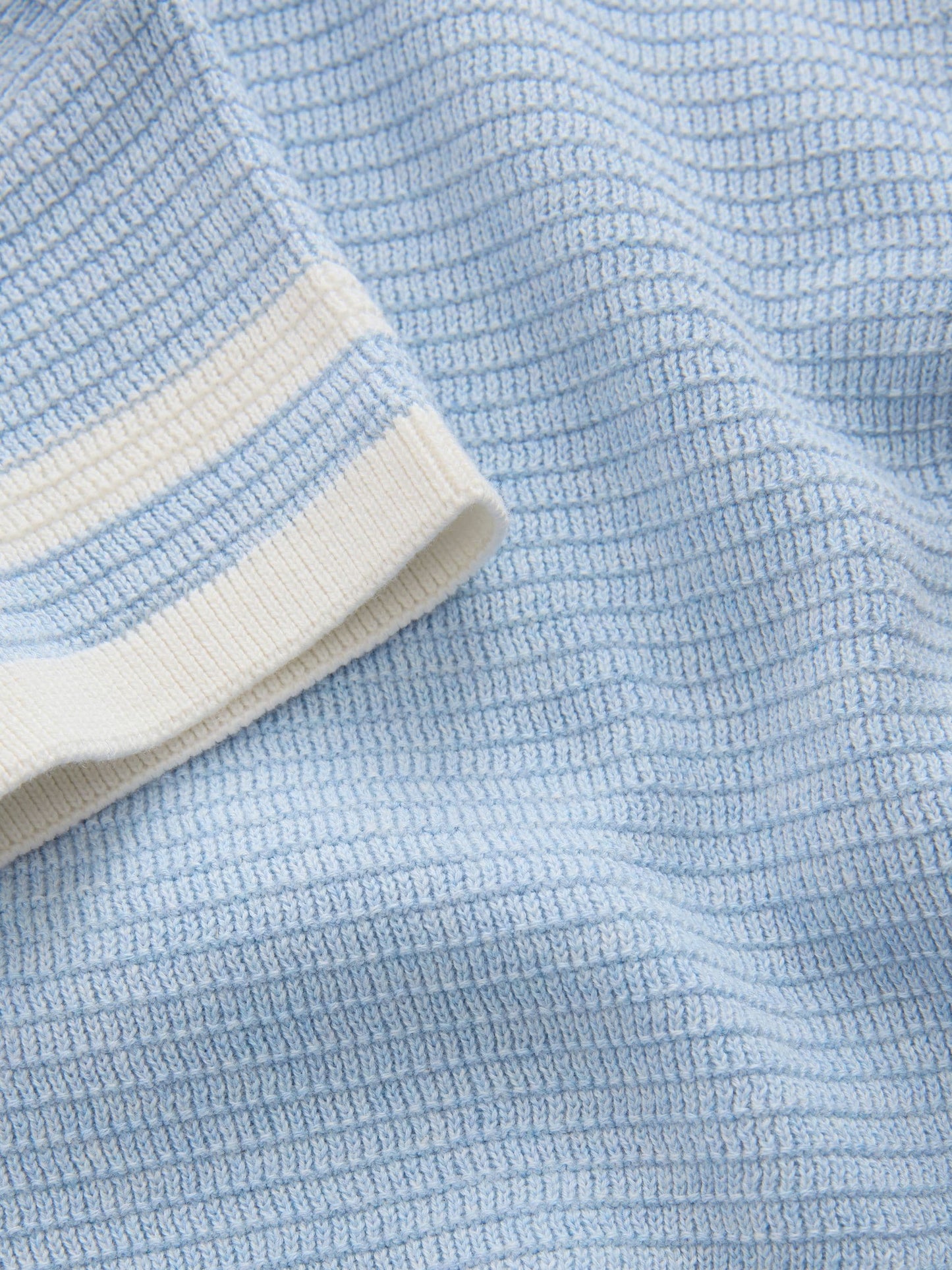 Blue Knitted Button Neck Polo Shirt and Shorts Set (3mths-10yrs) image 9