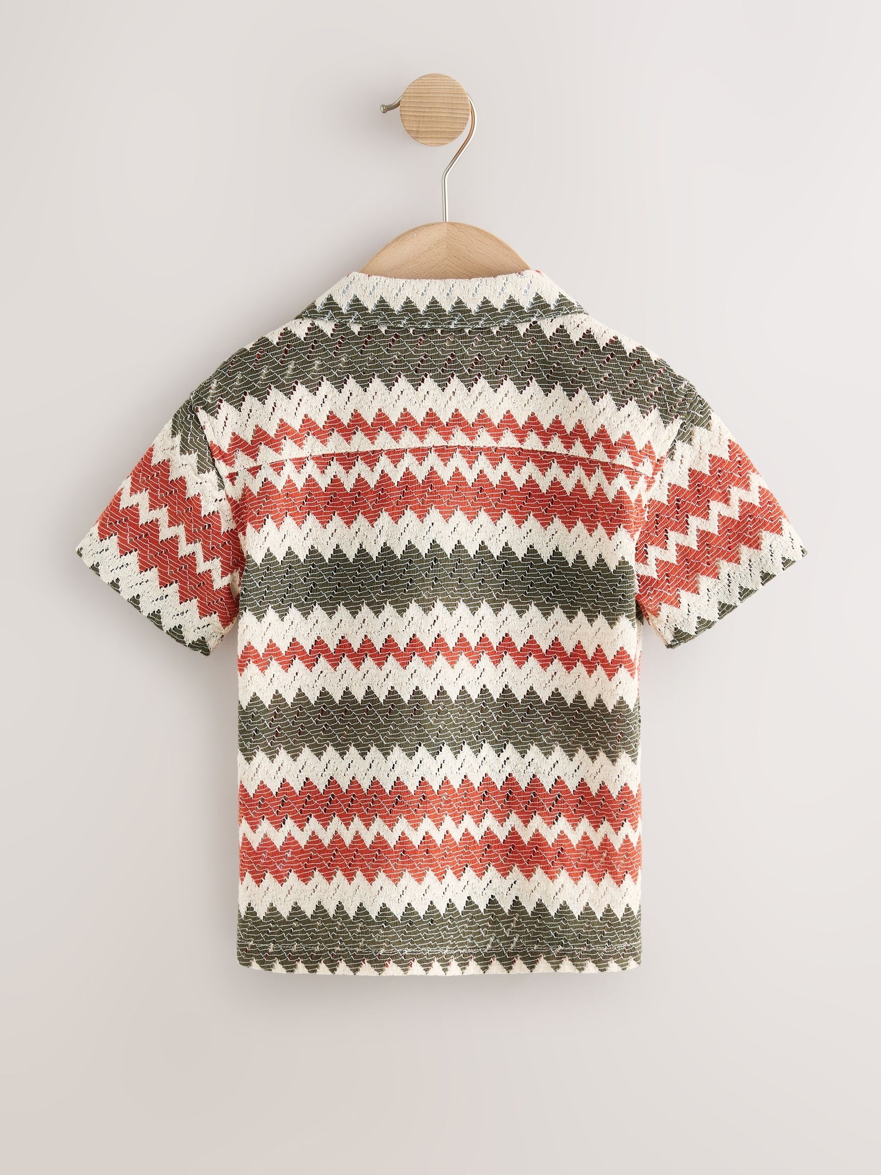 Dsiney Kidz - Red/Ecru Striped Short Sleeve Revere Collar Textured Shirt (3mths-7yrs) image 5
